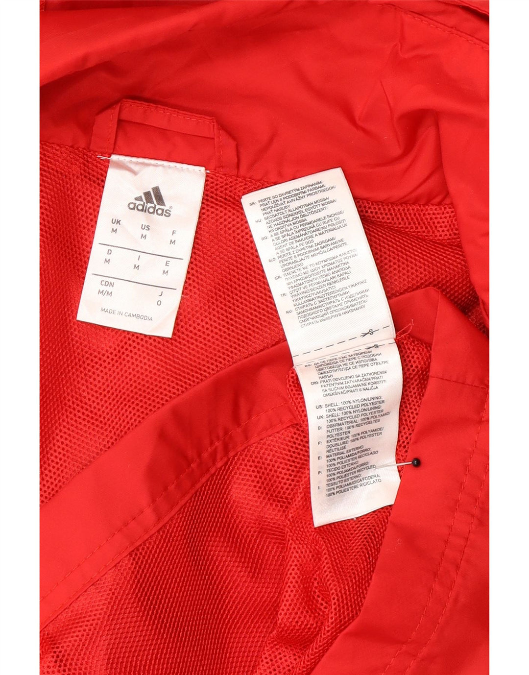 Adidas Herren-Regenjacke mit Kapuze, UK 38, mittelrotes Nylon