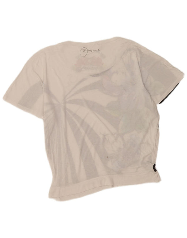 Desigual Womens Graphic T-Shirt Top UK 14 Large White Floral