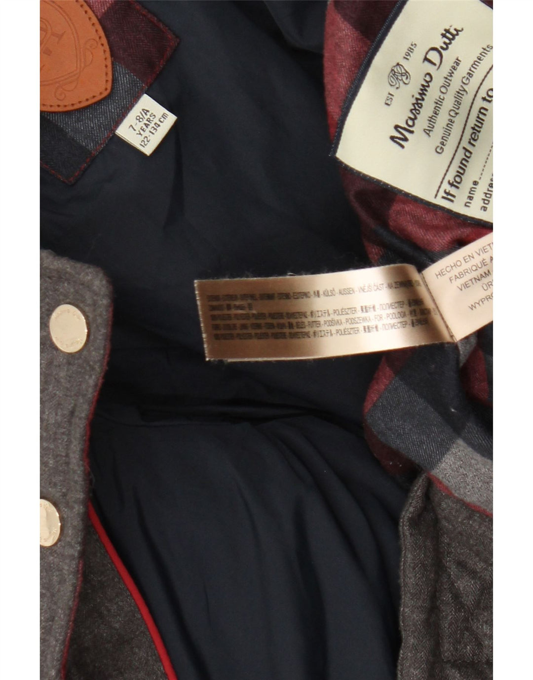 Massimo Dutti Steppjacke für Mädchen, 7–8 Jahre, graues Polyester