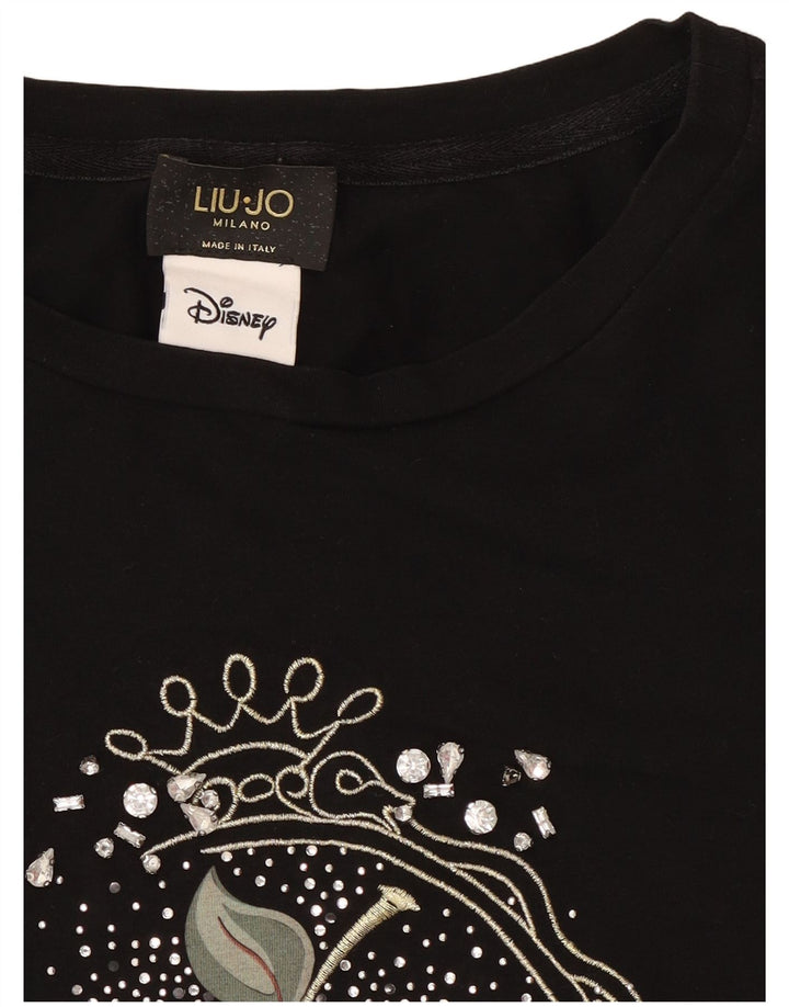 Liu Jo Damen Disney Graphic T-Shirt Top UK 14 Medium Schwarz