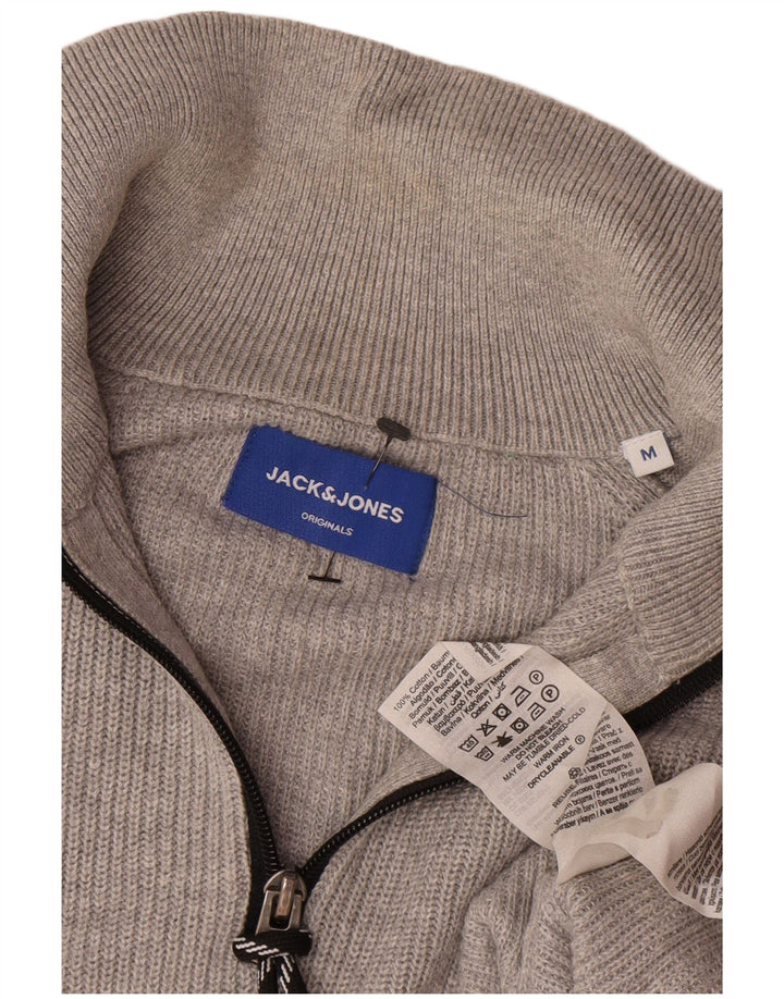 Jack & Jones Herren-Pullover mit Reißverschluss am Hals, mittelgraue Baumwolle