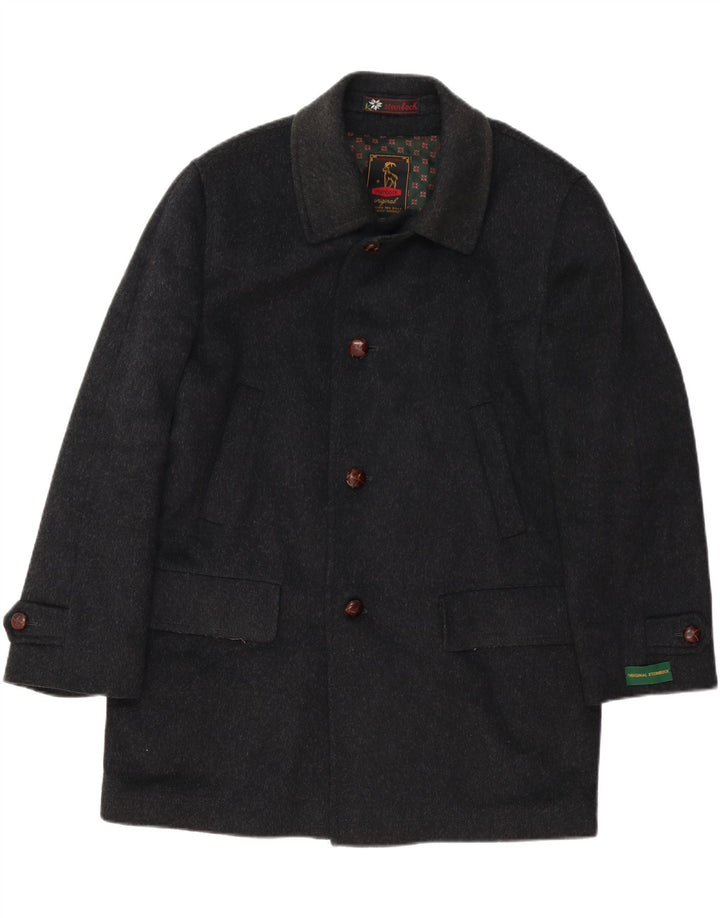 Steinbock Herren Loose Fit Mantel EU 44 XS Schwarze Wolle