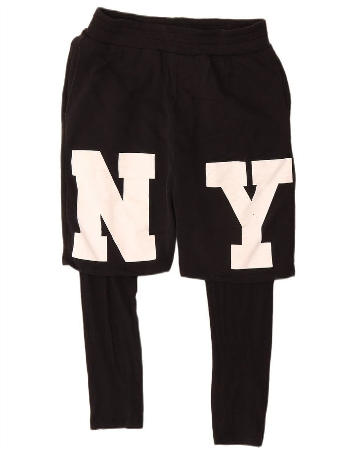 Zara Herren Graphic Sport Shorts Mittelschwarze Baumwolle