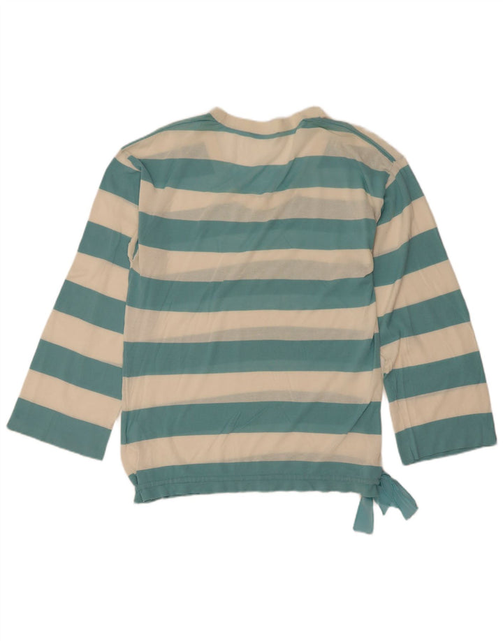 Hugo Boss Damen-Top, durchsichtig, langärmlig, Gr. 10, klein, blau gestreift