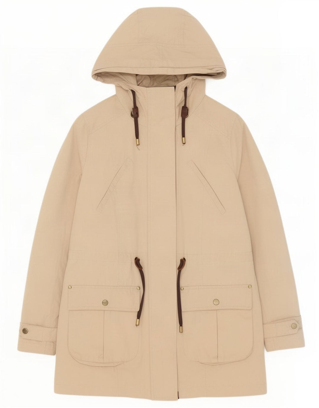 Zara Damen-Parka mit Kapuze, UK 14, mittelbeigefarbenes Polyester