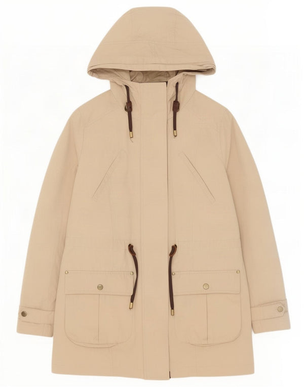 Zara Damen-Parka mit Kapuze, UK 14, mittelbeigefarbenes Polyester