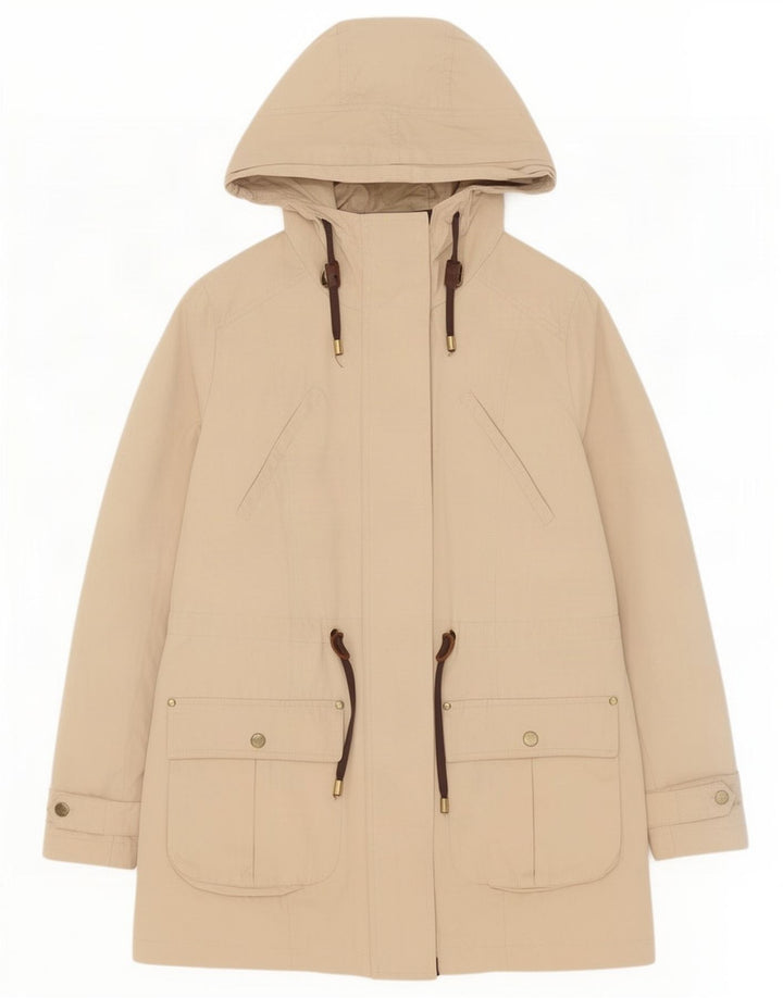 Zara Damen-Parka mit Kapuze, UK 14, mittelbeigefarbenes Polyester