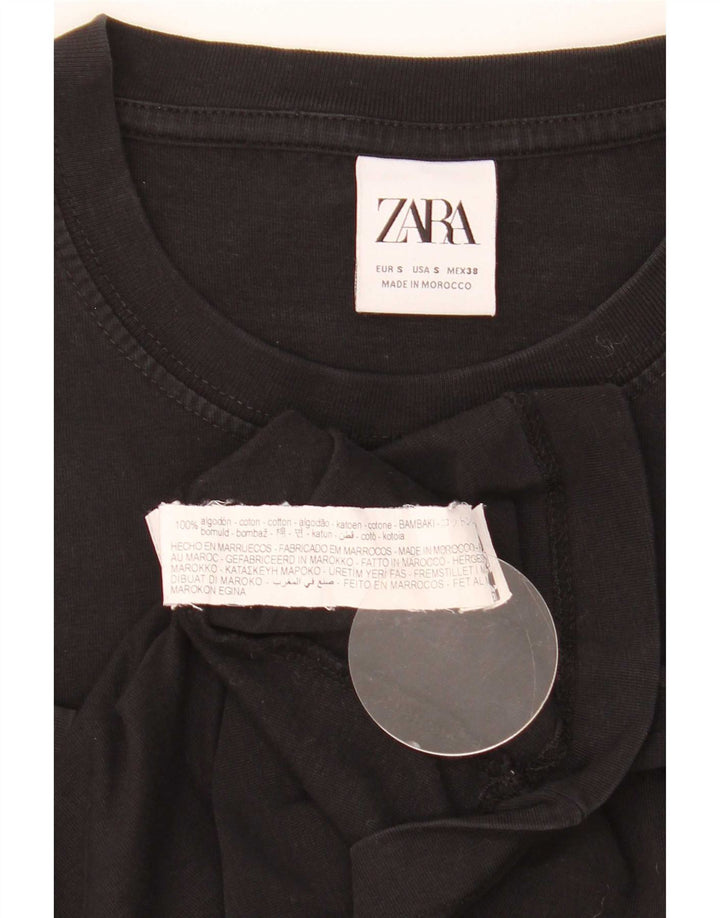 Zara Herren-T-Shirt mit Grafik, Größe S, schwarze Baumwolle