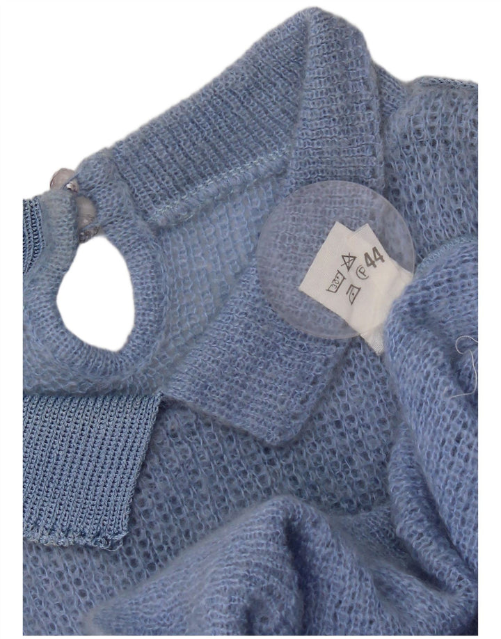 Vintage Damen Rollkragenpullover IT 44 Mittelblauer Farbblock
