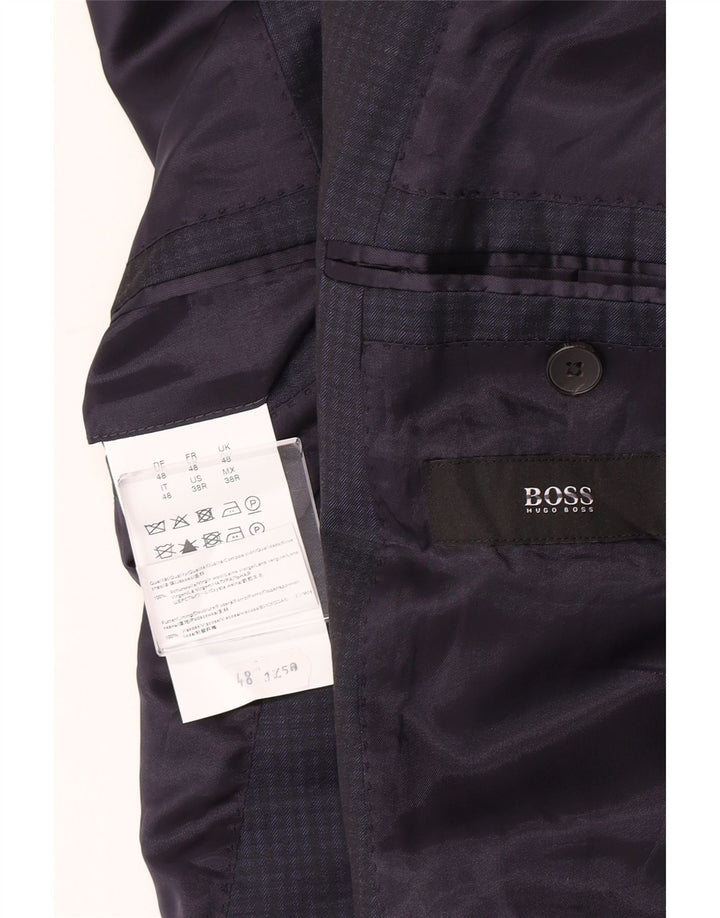 Hugo Boss Herren-Blazer mit 2 Knöpfen, IT 48, mittelblau, kariert