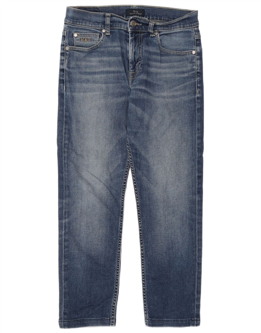Harmont & Blaine Damen Crop Straight Jeans IT 44 Medium W30 L26 Blau