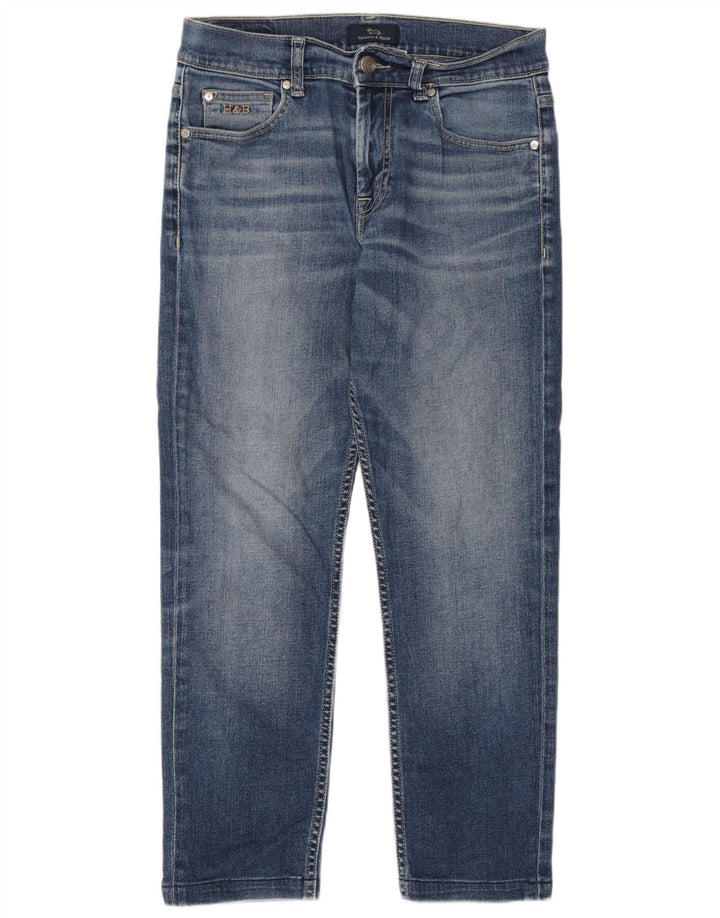 Harmont & Blaine Damen Crop Straight Jeans IT 44 Medium W30 L26 Blau