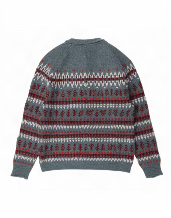 White Stuff Womens Crew Neck Jumper Sweater UK 14 Medium Blue Fair Isle