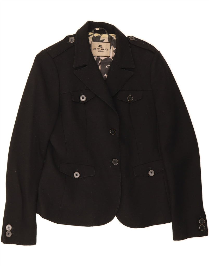 ETRO Womens Milano Military 2 Button Blazer Jacket UK 12 Medium Black Vintage Etro and Second-Hand Etro from Messina Hembry 