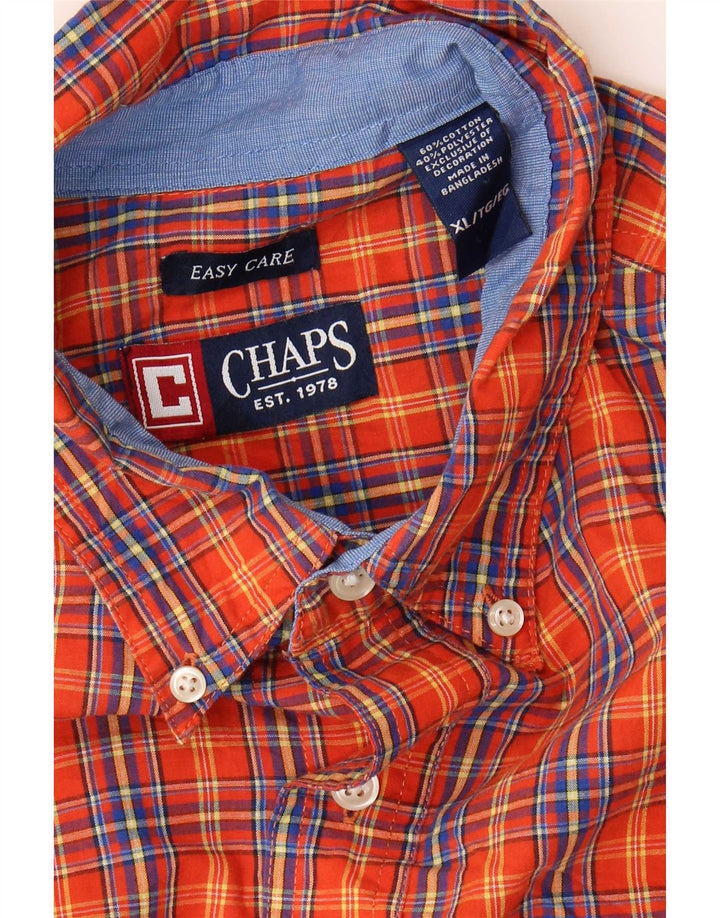 Chaps Herrenhemd XL Orange kariert Baumwolle