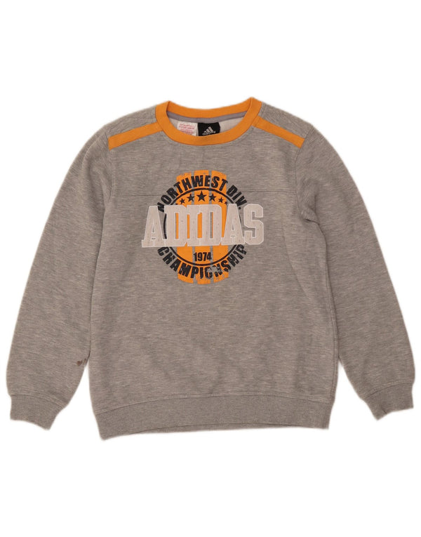 ADIDAS Mädchen-Sweatshirt mit Grafik, 11–12 Jahre, grau gefleckte Baumwolle