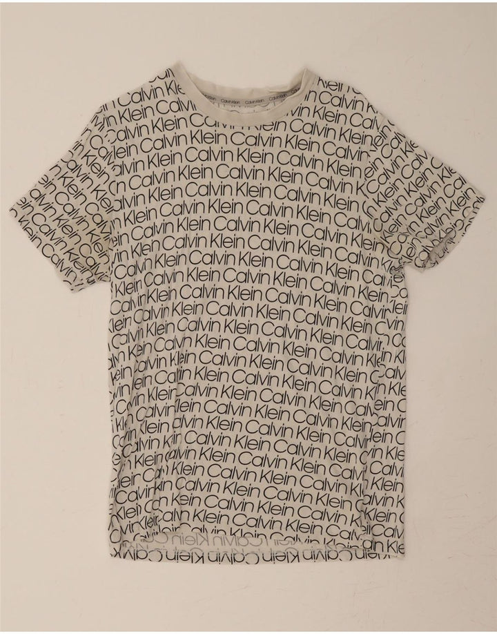 CALVIN KLEIN Mens Graphic T-Shirt Top Medium Grey Cotton Vintage Calvin Klein and Second-Hand Calvin Klein from Messina Hembry 