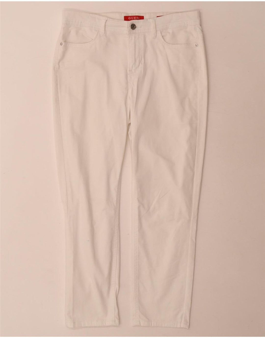 Guess Damen Slim-Cropped-Hose W28 L25 Weiße Baumwolle