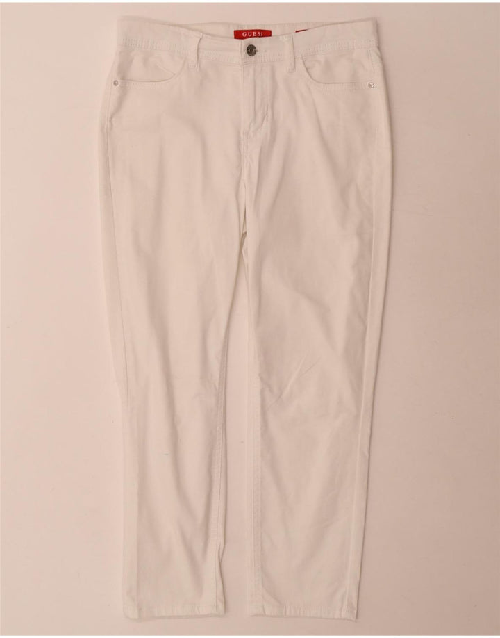 Guess Damen Slim-Cropped-Hose W28 L25 Weiße Baumwolle