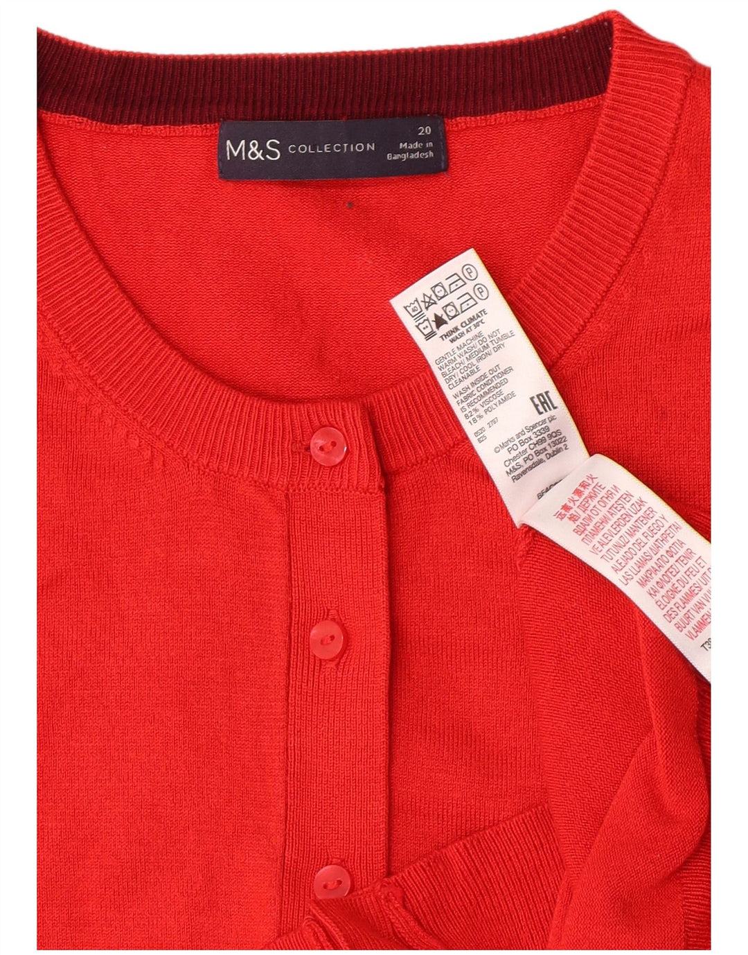 Marks & Spencer Damen Strickjacke Pullover UK 20 2XL Rote Viskose