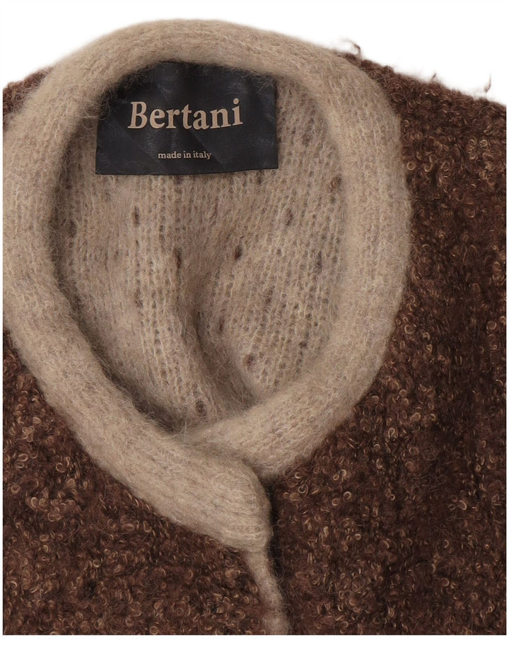 Vintage Damen Ärmelloser offener Cardigan Pullover UK 14 Mittelbraun