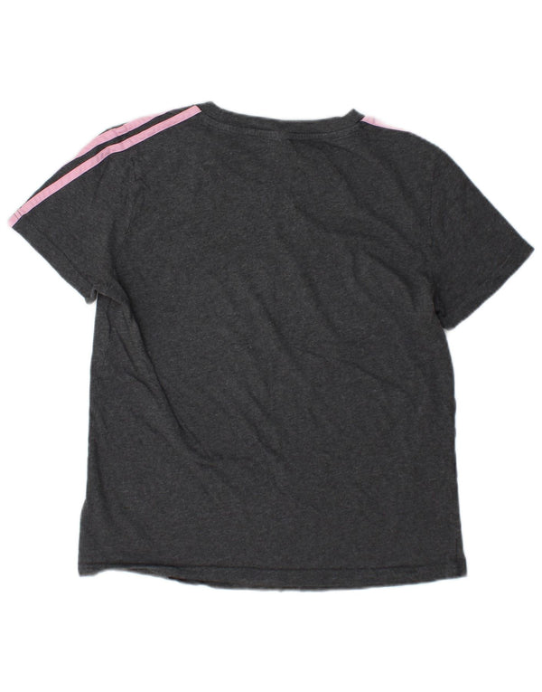 Adidas Damen T-Shirt Top UK 16/18 Große graue Baumwolle