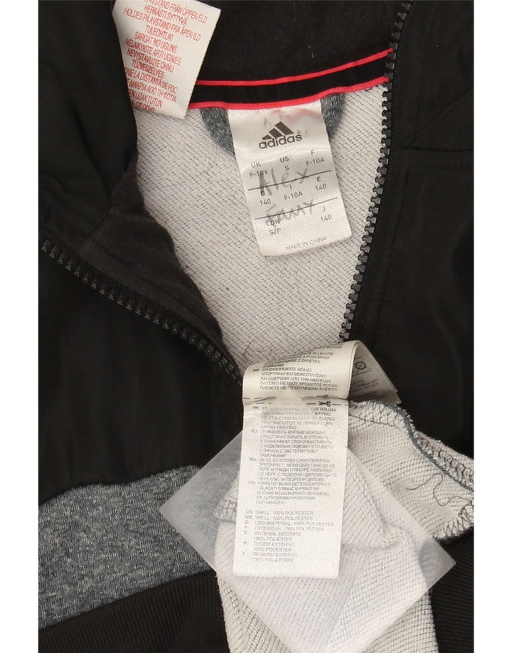 Adidas Jungen-Kapuzenpullover mit Reißverschluss, 9–10 Jahre, schwarzes Colourblock-Polyester