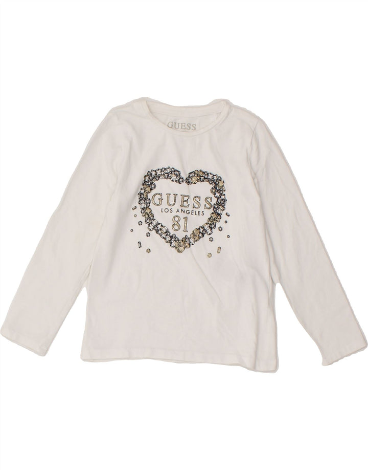 GUESS Girls Graphic Top Long Sleeve 4-5 Years White Cotton Vintage Guess and Second-Hand Guess from Messina Hembry 