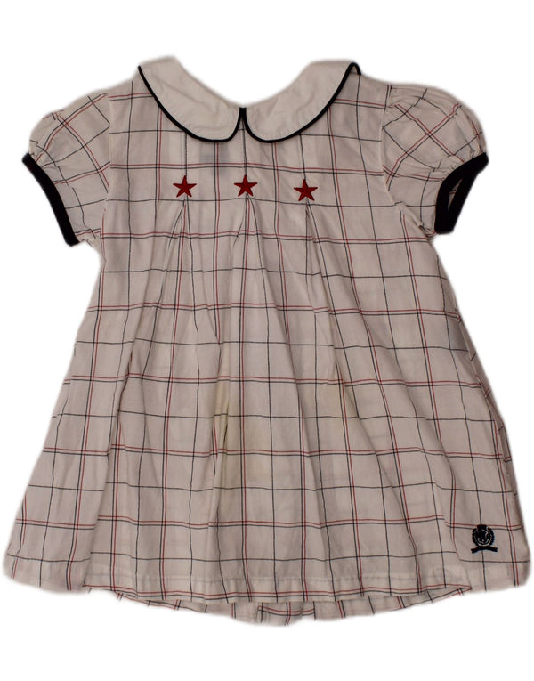 TOMMY HILFIGER Baby-Mädchen-A-Linien-Kleid 12–18 Monate, weiß karierte Baumwolle