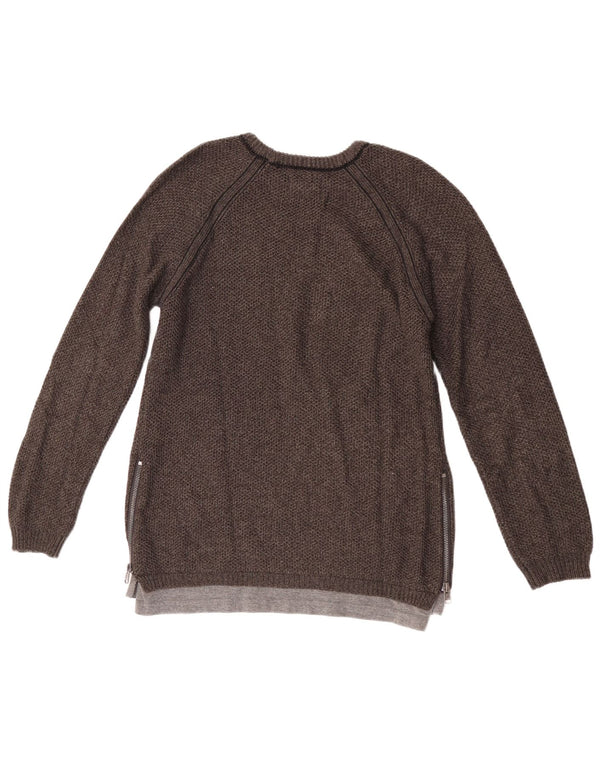 Zara Mädchen-Pullover mit U-Boot-Ausschnitt, 9–10 Jahre, braun geflecktes Polyester