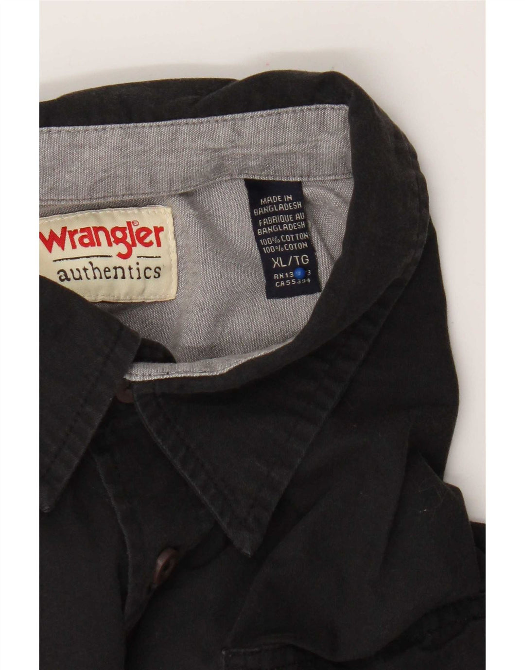 Wrangler Herren-Kurzarmhemd XL aus schwarzer Baumwolle