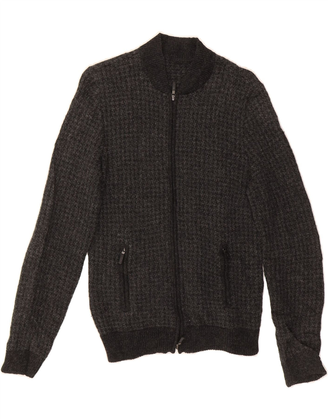 VINTAGE Womens Cardigan Sweater UK 12 Medium Grey Check Vintage Vintage and Second-Hand Vintage from Messina Hembry 