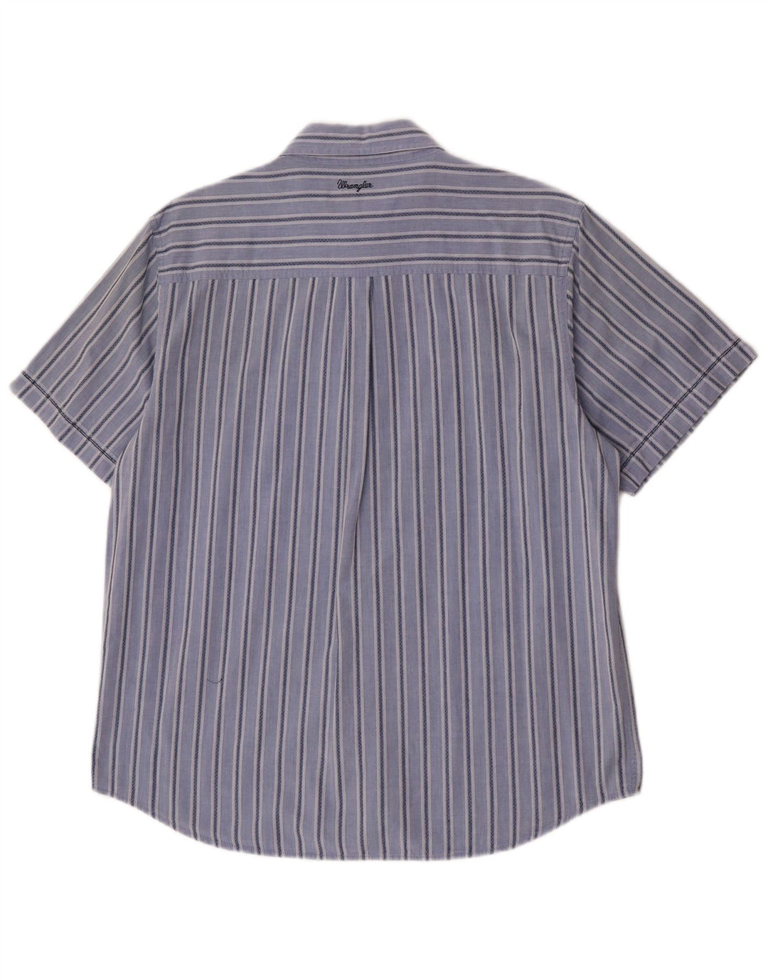 Wrangler Herren-Kurzarmhemd, groß, blau gestreift, Baumwolle