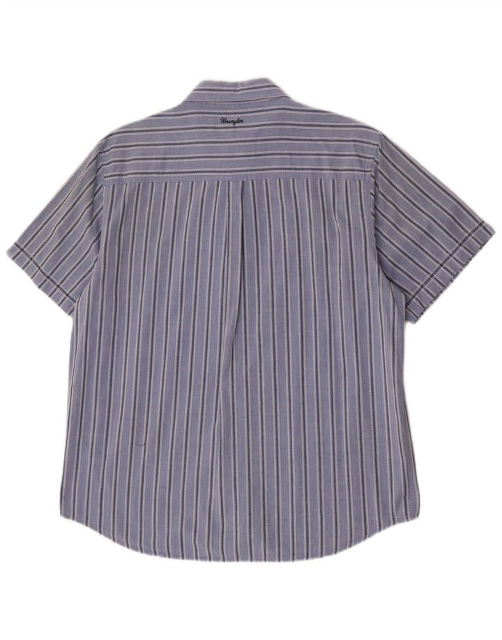 Wrangler Herren-Kurzarmhemd, groß, blau gestreift, Baumwolle