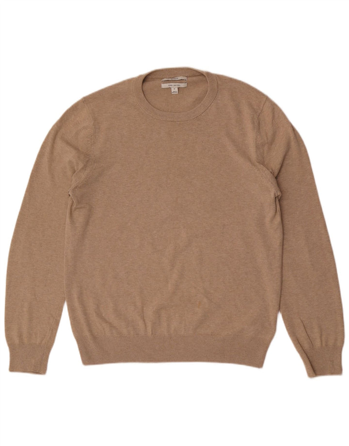 Marks & Spencer Herren-Pullover mit Rundhalsausschnitt, mittelbeige Baumwolle