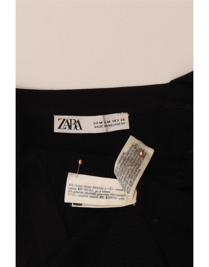 Zara Damen Crop Cami Top UK 12 Mittelschwarze Viskose