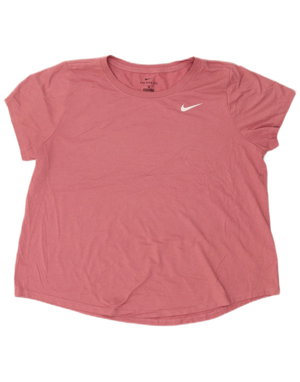 NIKE Damen Dri Fit T-Shirt Top UK 18 XL Rosa Polyester
