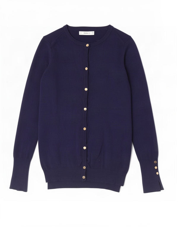 Zara Damen-Cardigan-Pullover UK 10 Small Marineblaue Viskose