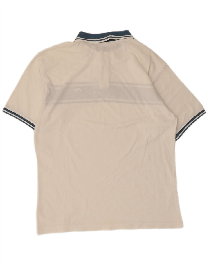 Asics Herren-Poloshirt XL, weiße Colourblock-Baumwolle