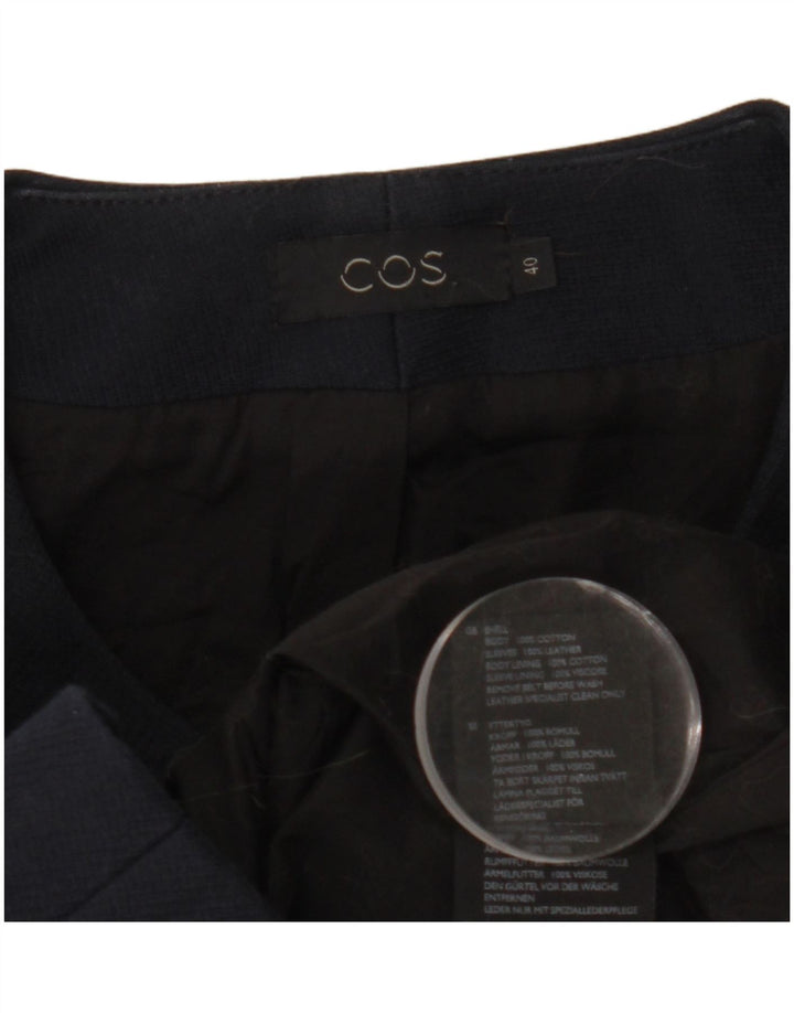 Cos Damen-Blazerjacke, EU 40, mittelmarineblaue Colourblock-Baumwolle