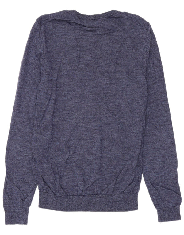 Hugo Boss Herren-Pullover mit Rundhalsausschnitt, mittlere marineblaue Wolle