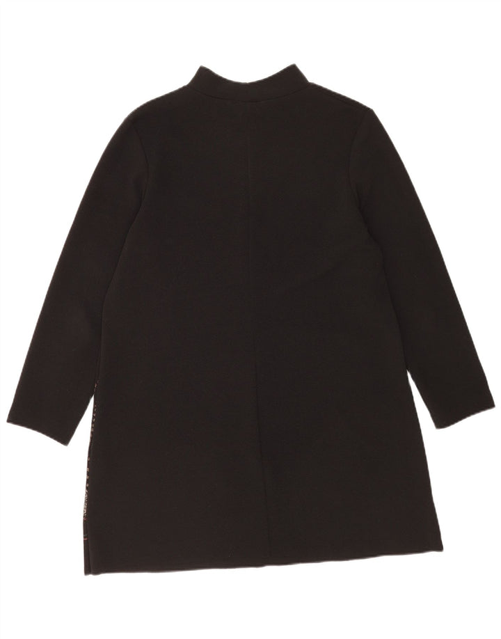 Zara Damen Langarm-Etuikleid UK 14 Mittelschwarzes Blumenmuster aus Polyester