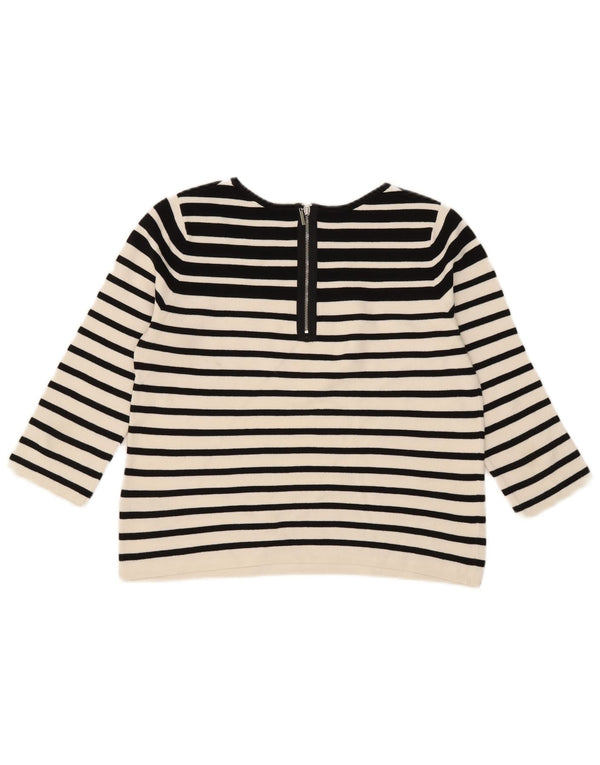 Oasis Damen-Pullover mit bauchfreiem U-Boot-Ausschnitt, Gr. 12, mittelschwarz gestreift