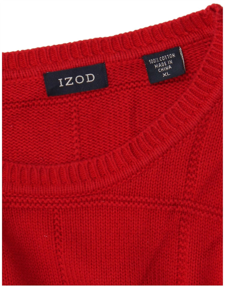 Izod Herren-Pullover mit Rundhalsausschnitt, XL, rote Baumwolle
