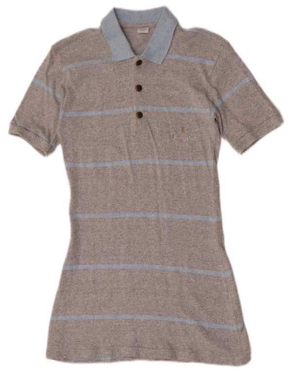 Champion Damen Polokleid UK 12 Mittelgrau gestreift aus Baumwolle