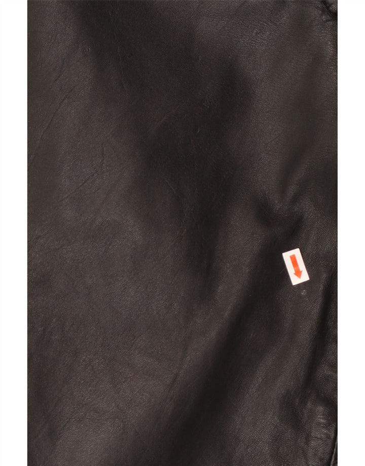 VINTAGE Damen Bootcut-Lederhose UK 12 Medium W30 L32 Schwarz