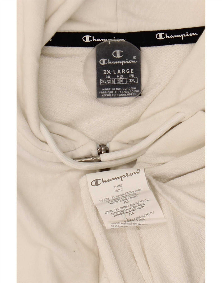Champion Herren-Kapuzenpullover mit Reißverschluss, 2XL, weiße Baumwolle