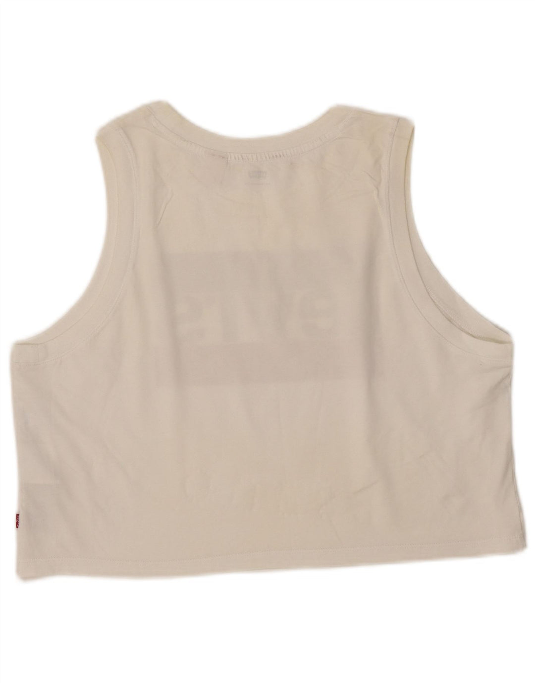 LEVI'S Damen Crop Graphic Vest Top UK 16 Large Off White Cotton