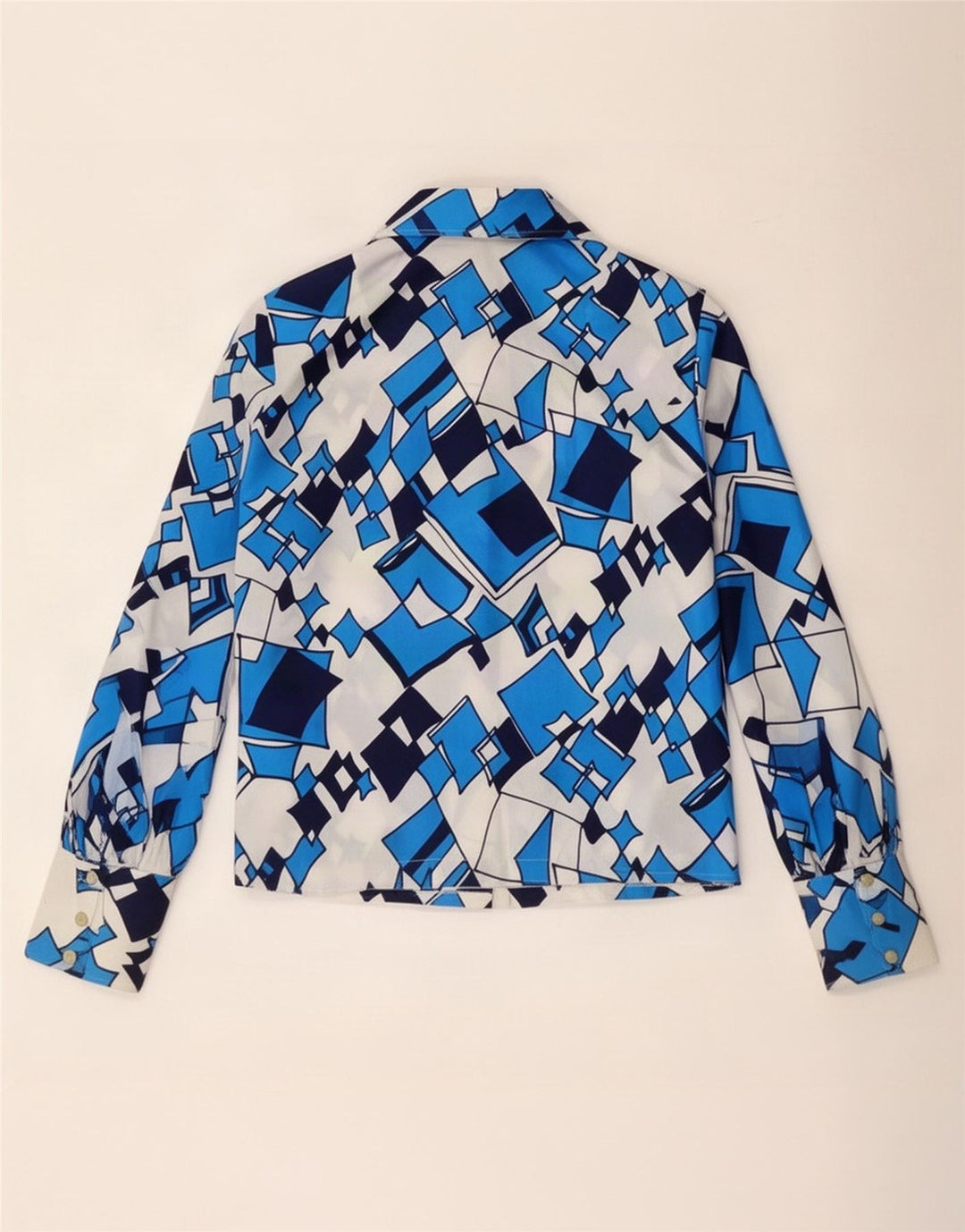 Vintage Damen Hemdbluse IT 44 Mittelblau Geometrisch