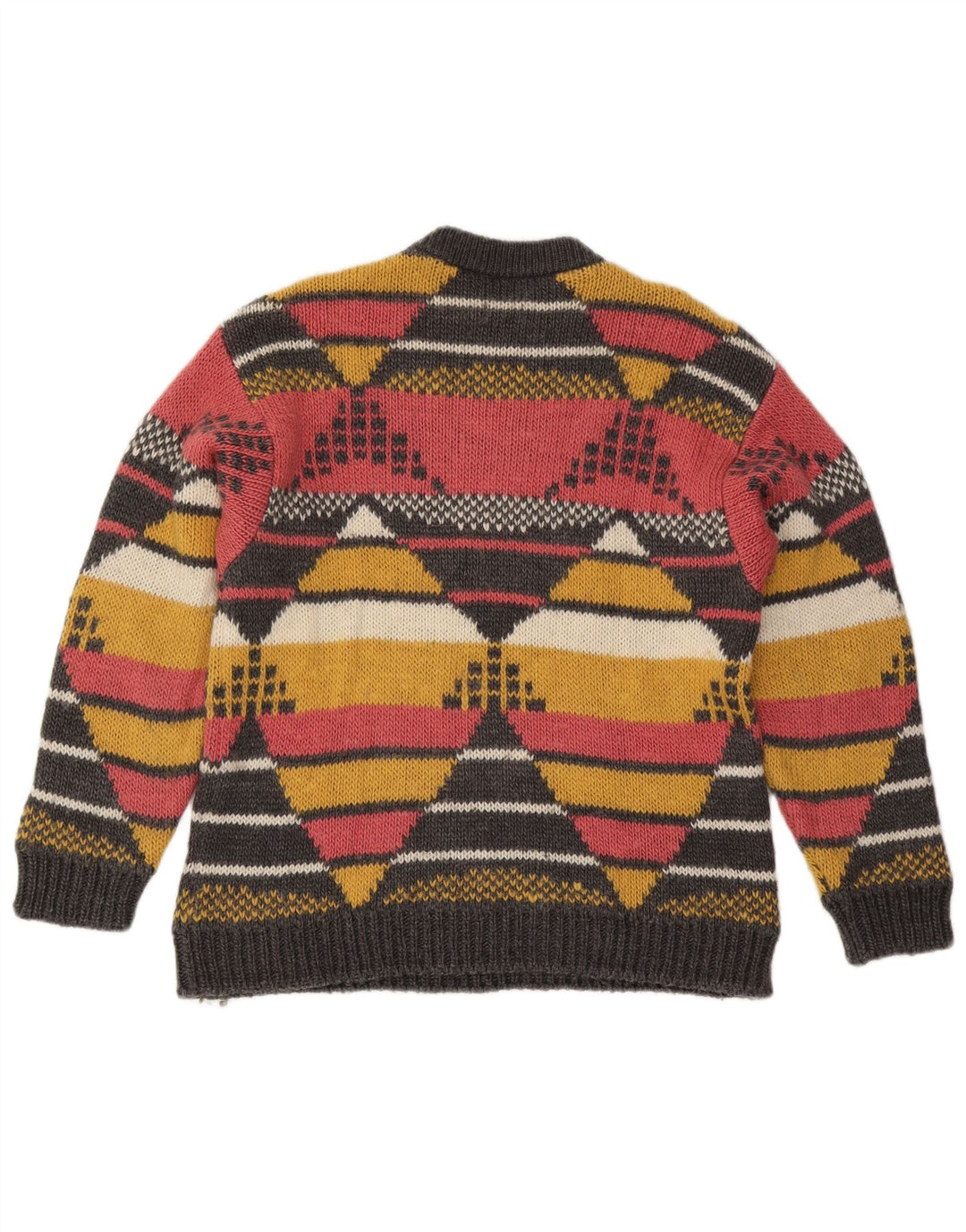 Unlimited Herren-Pullover mit Rundhalsausschnitt, mittlere, mehrfarbige, geometrische Wolle